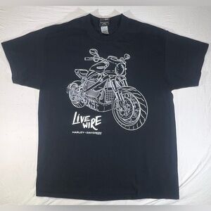 Harley Davidson Live Wire T-Shirt Men Size L Black Motorcycle Short Sleeve